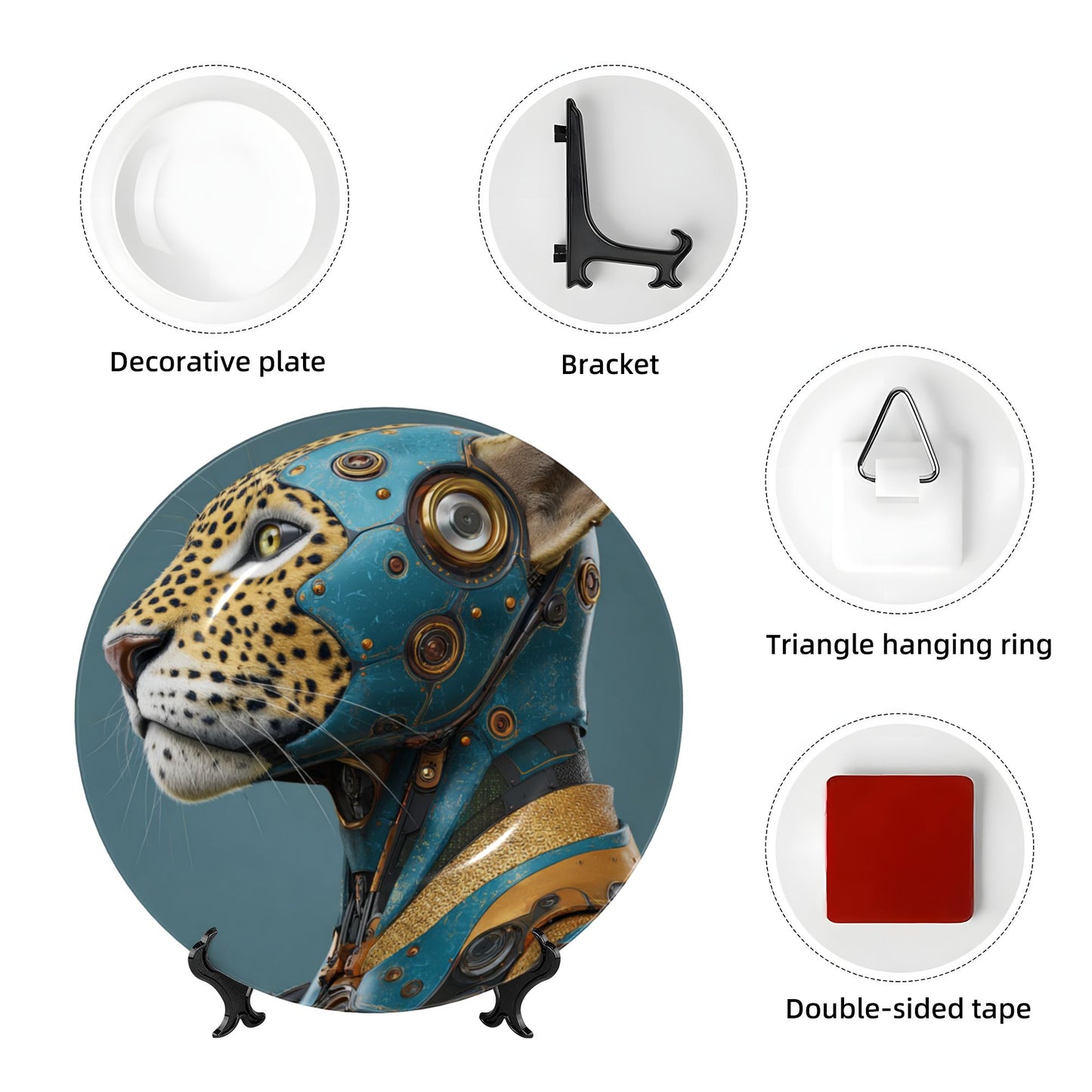 Cybernetic Leopard · Futuristic Mecha-Inspired Decorative Plate