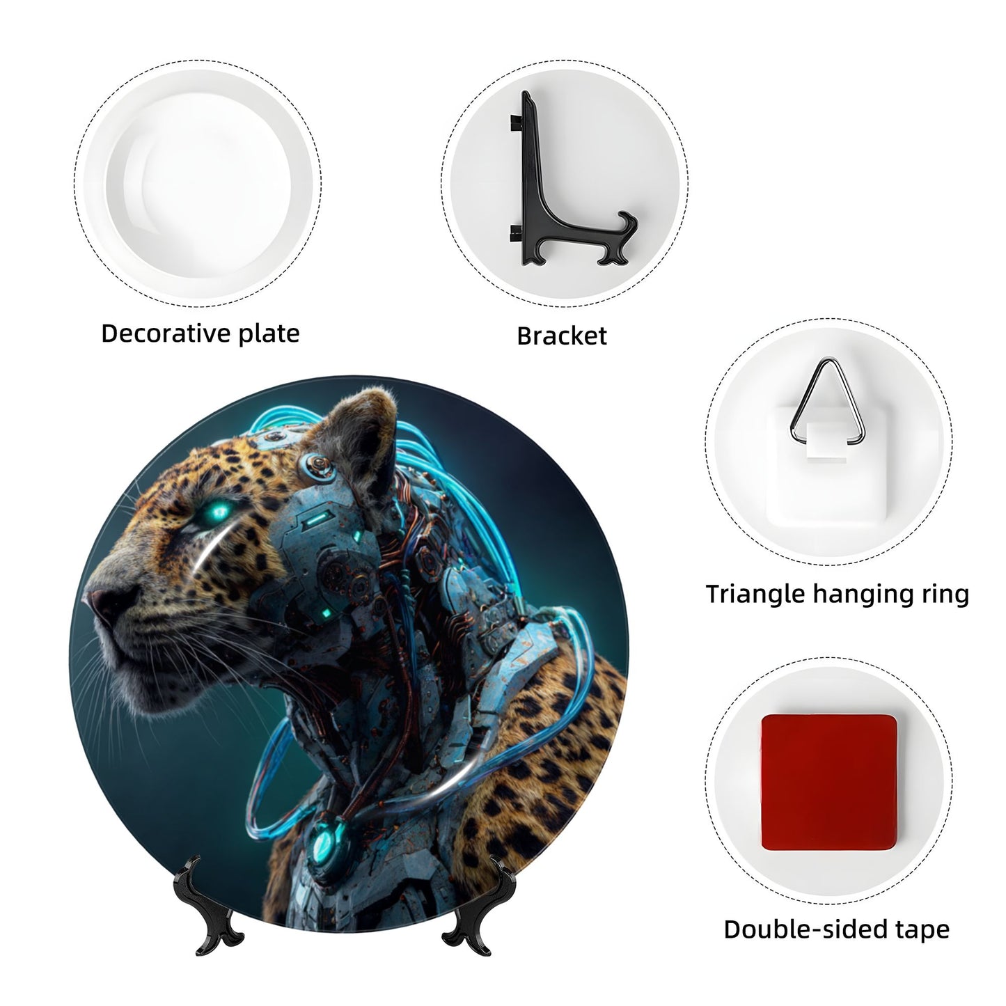 Cyberpunk Leopard · Futuristic Mecha-Inspired Decorative Plate