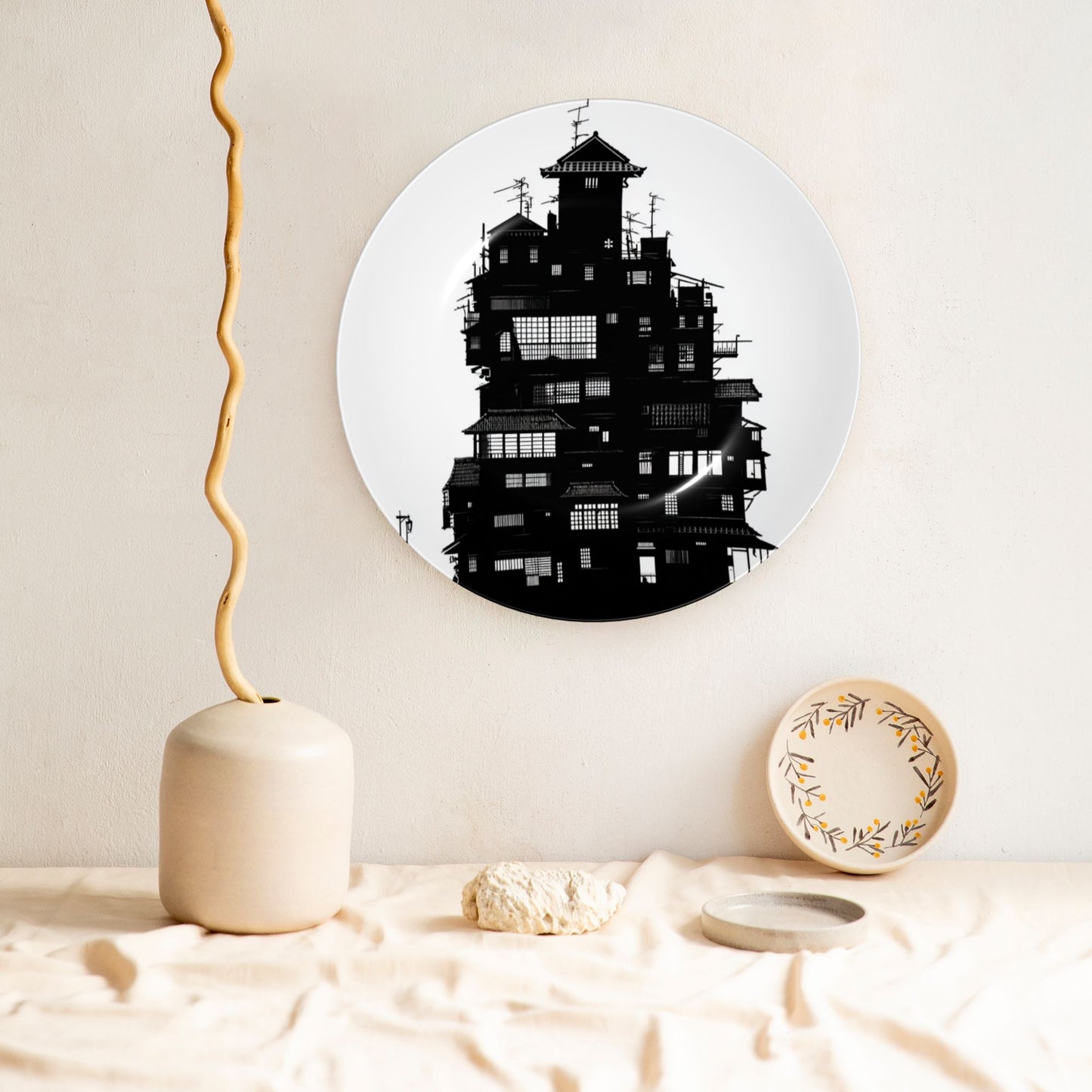 Eastern Skyline · Silhouette of Stacked City Towers Decorative Plate