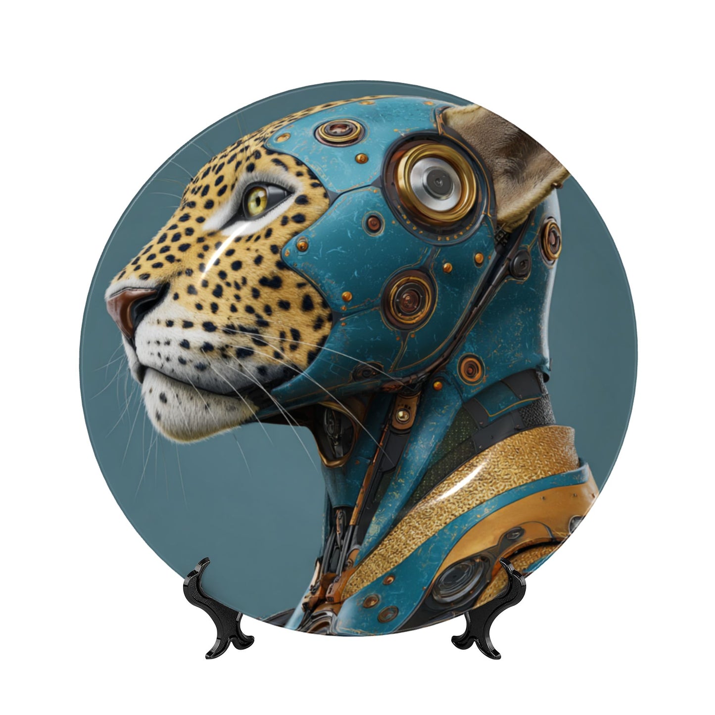 Cybernetic Leopard · Futuristic Mecha-Inspired Decorative Plate