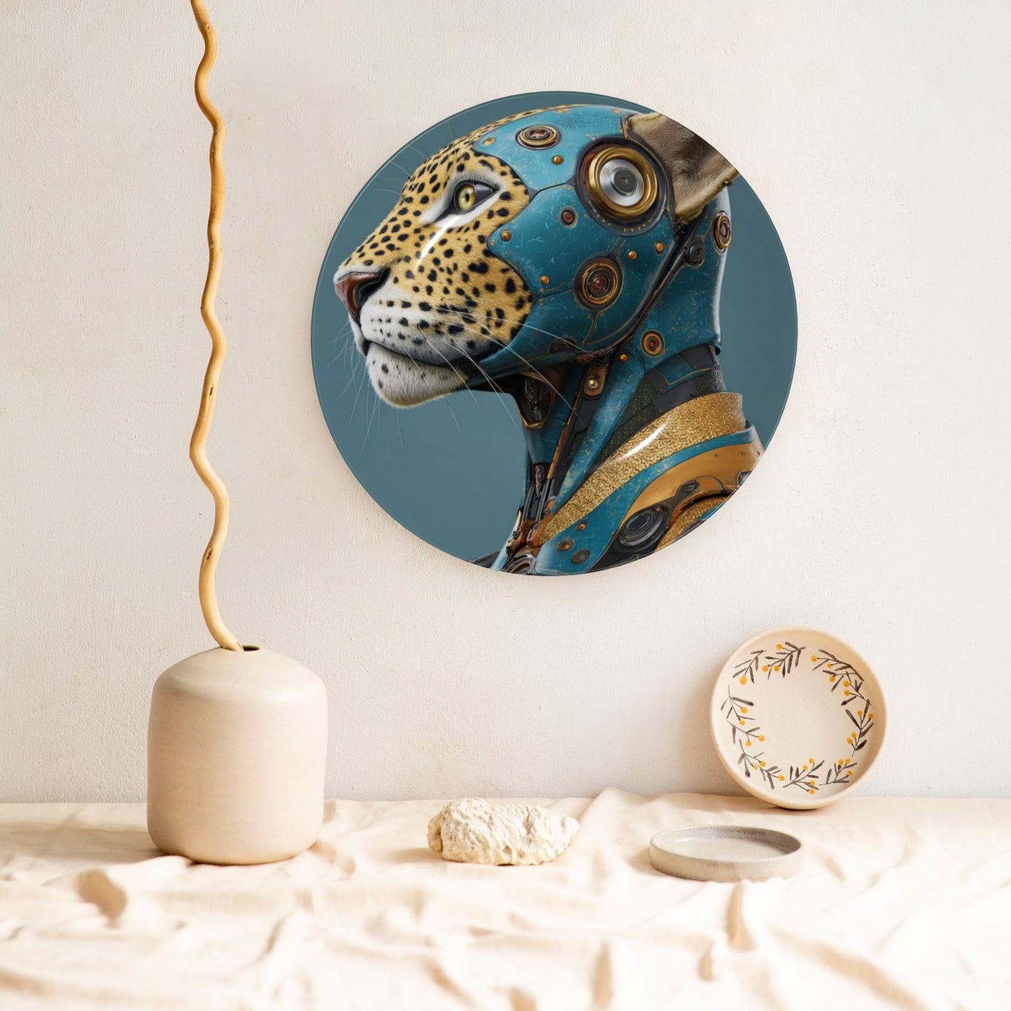Cybernetic Leopard · Futuristic Mecha-Inspired Decorative Plate