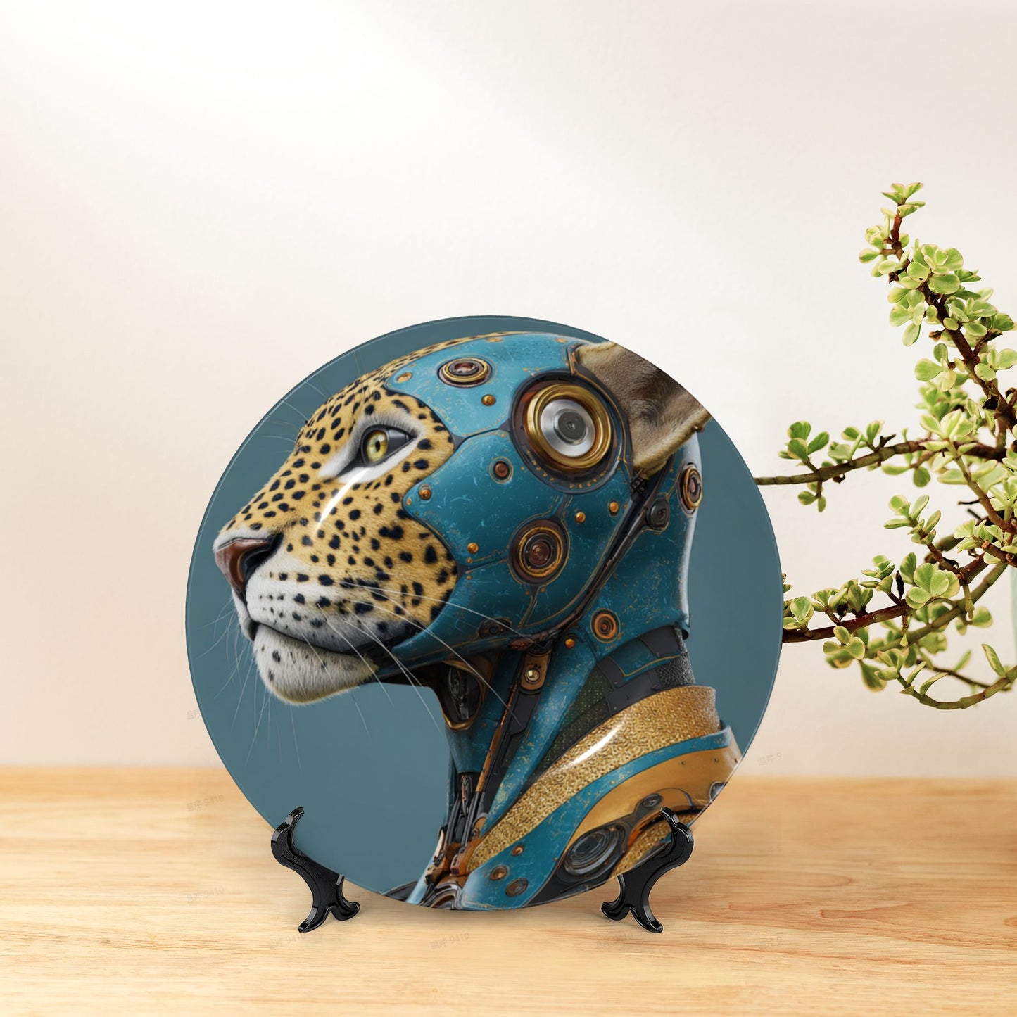 Cybernetic Leopard · Futuristic Mecha-Inspired Decorative Plate