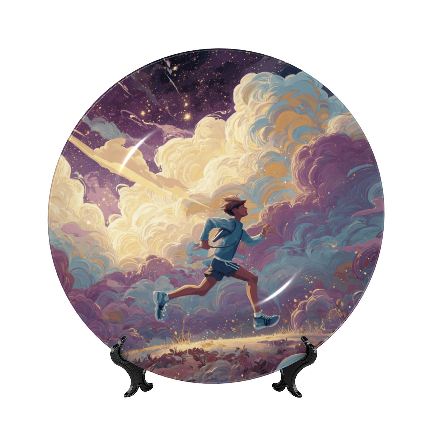 Running Among the Stars · Dream-Chasing Runner Decorative Plate