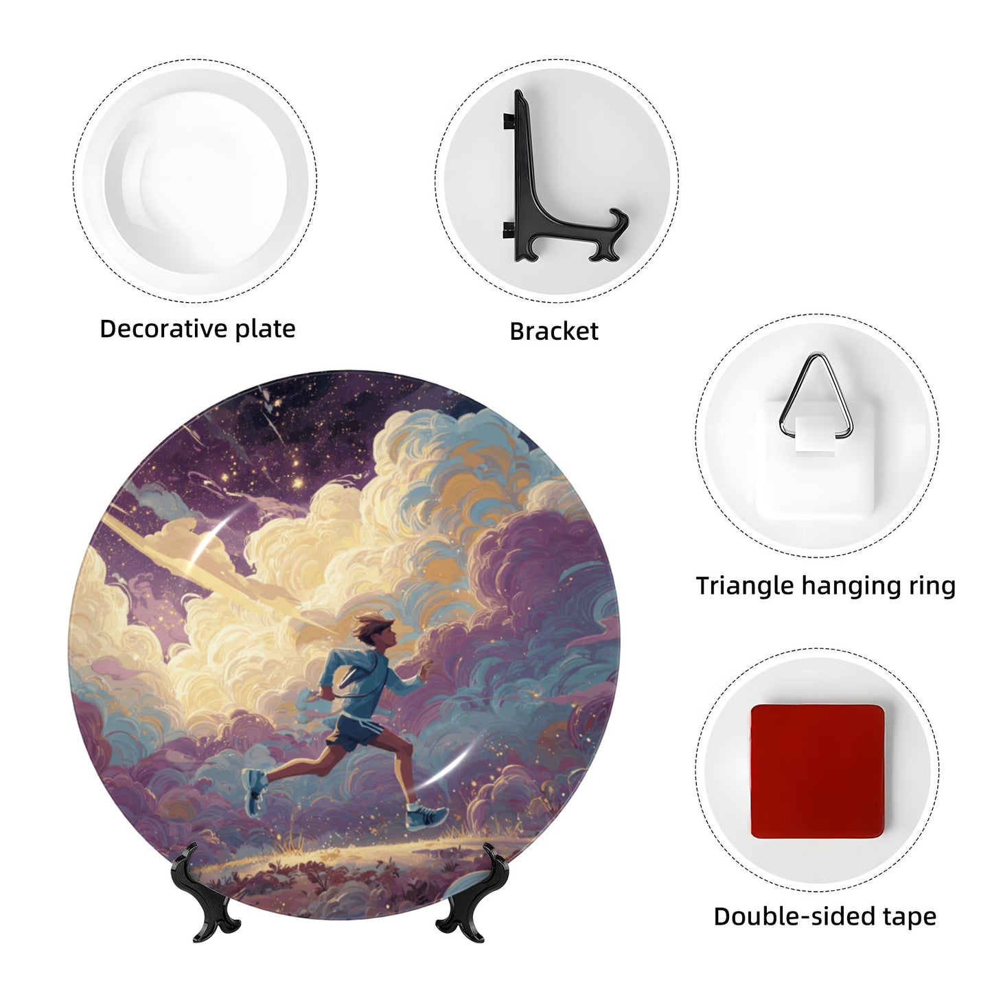 Running Among the Stars · Dream-Chasing Runner Decorative Plate