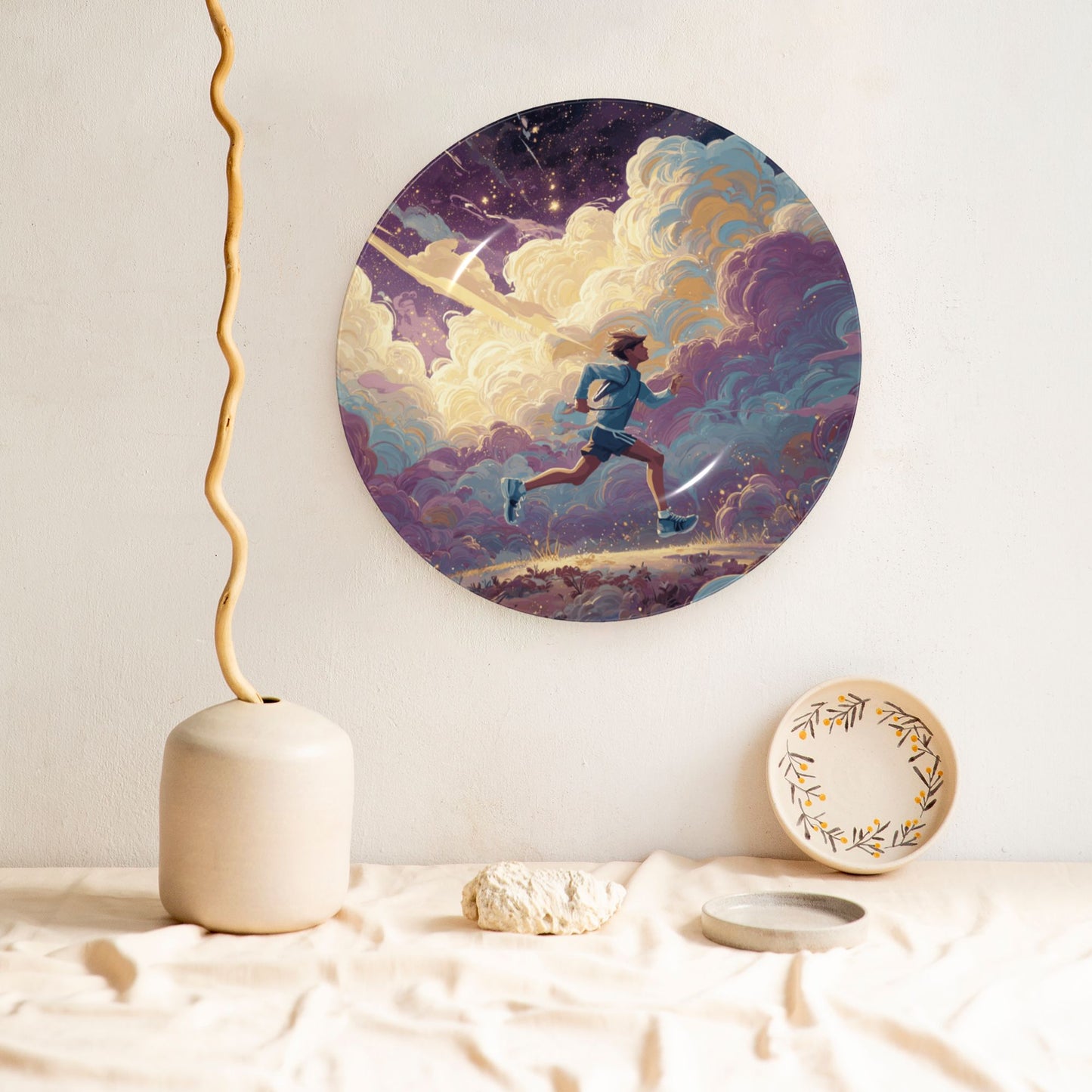 Running Among the Stars · Dream-Chasing Runner Decorative Plate