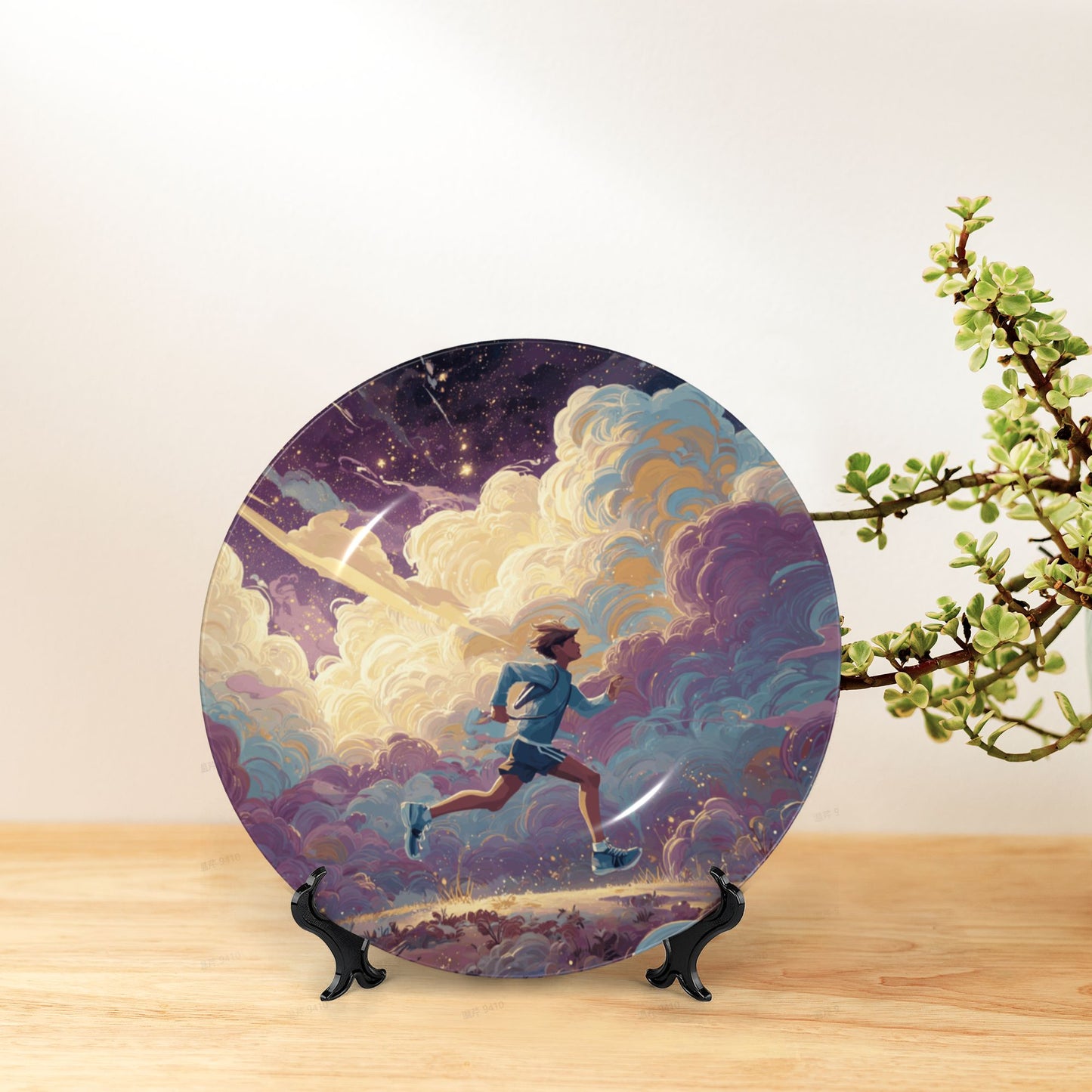 Running Among the Stars · Dream-Chasing Runner Decorative Plate