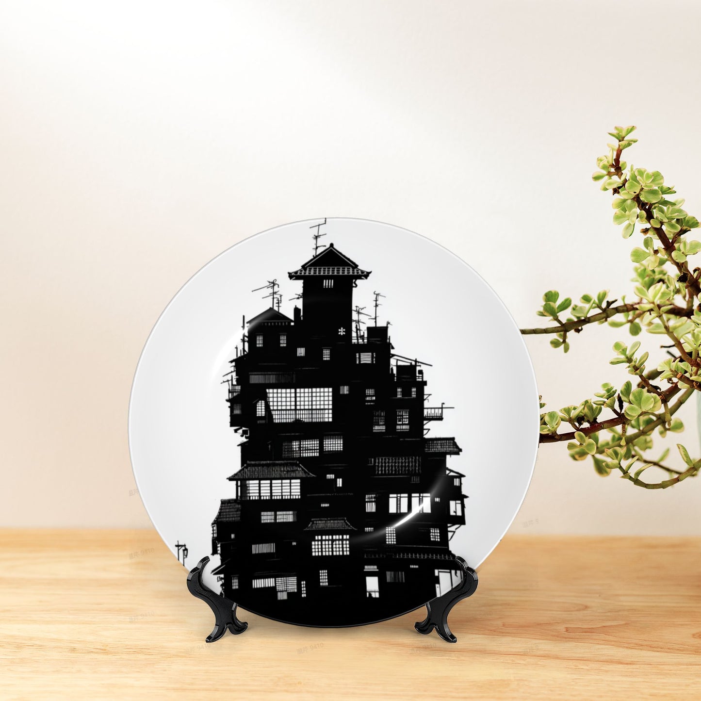 Eastern Skyline · Silhouette of Stacked City Towers Decorative Plate